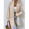 imageSidefeel Womens 2025 Fall Outfits Long Sleeve Open Front Striped Cardigan Sweaters Chevron Chunky Knit Sweaters CoatApricot