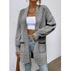 imageSidefeel Womens 2025 Fall Outfits Long Sleeve Open Front Striped Cardigan Sweaters Chevron Chunky Knit Sweaters CoatBlack and White