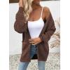 imageSidefeel Womens 2025 Fall Outfits Long Sleeve Open Front Striped Cardigan Sweaters Chevron Chunky Knit Sweaters CoatBrown