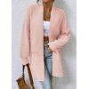imageSidefeel Womens 2025 Fall Outfits Long Sleeve Open Front Striped Cardigan Sweaters Chevron Chunky Knit Sweaters CoatPink