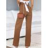 imageSidefeel Womens Jeans High Waisted Straight Leg Stretchy Jeans Trendy Welt Pockets Loose Wide Leg Zimbaplatinum Denim PantsBrown