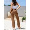 imageSidefeel Womens Jeans High Waisted Straight Leg Stretchy Jeans Trendy Welt Pockets Loose Wide Leg Zimbaplatinum Denim PantsBrown