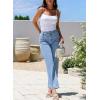 imageSidefeel Womens Jeans High Waisted Straight Leg Stretchy Jeans Trendy Welt Pockets Loose Wide Leg Zimbaplatinum Denim PantsIceland Blue