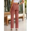 imageSidefeel Womens Jeans High Waisted Straight Leg Stretchy Jeans Trendy Welt Pockets Loose Wide Leg Zimbaplatinum Denim PantsMineral Red