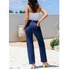 imageSidefeel Womens Jeans High Waisted Straight Leg Stretchy Jeans Trendy Welt Pockets Loose Wide Leg Zimbaplatinum Denim PantsNavy Blue