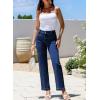 imageSidefeel Womens Jeans High Waisted Straight Leg Stretchy Jeans Trendy Welt Pockets Loose Wide Leg Zimbaplatinum Denim PantsNavy Blue