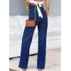 imageSidefeel Womens Jeans High Waisted Straight Leg Stretchy Jeans Trendy Welt Pockets Loose Wide Leg Zimbaplatinum Denim PantsNavy Blue