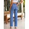 imageSidefeel Womens Jeans High Waisted Straight Leg Stretchy Jeans Trendy Welt Pockets Loose Wide Leg Zimbaplatinum Denim PantsSky Blue