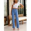 imageSidefeel Womens Jeans High Waisted Straight Leg Stretchy Jeans Trendy Welt Pockets Loose Wide Leg Zimbaplatinum Denim PantsSky Blue