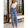 imageSidefeel Womens Jeans High Waisted Straight Leg Stretchy Jeans Trendy Welt Pockets Loose Wide Leg Zimbaplatinum Denim PantsSky Blue