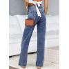 imageSidefeel Womens Jeans High Waisted Straight Leg Stretchy Jeans Trendy Welt Pockets Loose Wide Leg Zimbaplatinum Denim PantsWashed Blue