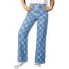 imageSidefeel Womens Wide Leg Jeans High Waisted Stretchy Straight Leg Checkered Loose Denim PantsIceland Blue