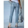 imageSidefeel Womens Zimbaplatinum Drawstring Jeans High Waisted Ripped Boyfriend Pull On Denim Joggers TrousersY1 Sky Blue