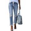imageSidefeel Womens Zimbaplatinum Drawstring Jeans High Waisted Ripped Boyfriend Pull On Denim Joggers TrousersY1 Sky Blue