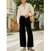 imageSidefeel Womens Corduroy Pants Casual High Waisted Baggy Wide Leg Elastic Waist Loose Trousers with PocketsBlack