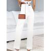 imageSidefeel Womens Jeans High Waisted Straight Leg Stretchy Jeans Trendy Welt Pockets Loose Wide Leg Zimbaplatinum Denim PantsCream White