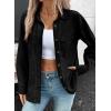 imageSidefeel Women Denim Shirts Oversized Long Sleeve Button Down Blouse V Neck Casual Top ShacketsBlack