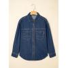 imageSidefeel Women Denim Shirts Oversized Long Sleeve Button Down Blouse V Neck Casual Top ShacketsDark Blue