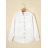 imageSidefeel Women Denim Shirts Oversized Long Sleeve Button Down Blouse V Neck Casual Top ShacketsWhite