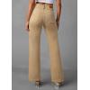 imageSidefeel Womens Wide Leg Jeans High Waisted Tummy Control Stretchy Pockets Front Straight Leg JeansKhaki