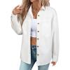imageSidefeel Women Denim Shirts Oversized Long Sleeve Button Down Blouse V Neck Casual Top ShacketsWhite