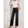 imageSidefeel Womens Straight Leg Jeans High Waisted Stretchy Tummy Control Wide Leg Denim Pants Fall OutfitsBlack
