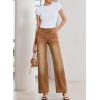 imageSidefeel Womens Straight Leg Jeans High Waisted Stretchy Tummy Control Wide Leg Denim Pants Fall OutfitsBrown