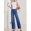 imageSidefeel Womens Straight Leg Jeans High Waisted Stretchy Tummy Control Wide Leg Denim Pants Fall OutfitsDark Blue