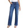 imageSidefeel Womens Straight Leg Jeans High Waisted Stretchy Tummy Control Wide Leg Denim Pants Fall OutfitsDark Blue