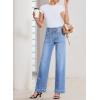 imageSidefeel Womens Straight Leg Jeans High Waisted Stretchy Tummy Control Wide Leg Denim Pants Fall OutfitsIceland Blue