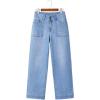 imageSidefeel Womens Straight Leg Jeans High Waisted Stretchy Tummy Control Wide Leg Denim Pants Fall OutfitsIceland Blue