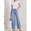 imageSidefeel Womens Straight Leg Jeans High Waisted Stretchy Tummy Control Wide Leg Denim Pants Fall OutfitsIceland Blue