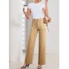 imageSidefeel Womens Straight Leg Jeans High Waisted Stretchy Tummy Control Wide Leg Denim Pants Fall OutfitsKhaki