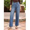 imageSidefeel Womens Wide Leg Jeans High Waisted Stretchy Jeans Straight Leg Trendy Patchwork Loose Fit Denim PantsLight Blue