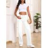 imageSidefeel Womens Wide Leg Jeans High Waisted Stretchy Jeans Straight Leg Trendy Patchwork Loose Fit Denim PantsWhite