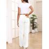 imageSidefeel Womens Wide Leg Jeans High Waisted Stretchy Jeans Straight Leg Trendy Patchwork Loose Fit Denim PantsWhite