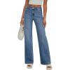 imageSidefeel Womens Wide Leg Jeans High Waisted Stretchy Jeans Straight Leg Trendy Patchwork Loose Fit Denim PantsLight Blue