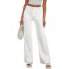 imageSidefeel Womens Wide Leg Jeans High Waisted Stretchy Jeans Straight Leg Trendy Patchwork Loose Fit Denim PantsWhite
