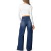 imageSidefeel Womens Wide Leg Jeans High Waisted Stretchy Straight Leg Jeans Trendy Seamed Front Loose Denim PantsDeep Blue