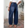 imageSidefeel Barrel Jeans for Women Trendy Wide Leg High Waisted Cropped Baggy Relax Fit Stretch Pocketed Denim Ankle PantsBluing
