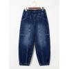 imageSidefeel Barrel Jeans for Women Trendy Wide Leg High Waisted Cropped Baggy Relax Fit Stretch Pocketed Denim Ankle PantsBluing