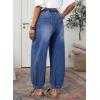 imageSidefeel Barrel Jeans for Women Trendy Wide Leg High Waisted Cropped Baggy Relax Fit Stretch Pocketed Denim Ankle PantsDark Blue