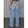 imageSidefeel Womens Wide Leg Jeans High Waisted Stretchy Front Seam Denim PantsSky Blue