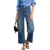 imageSidefeel Womens Wide Leg Jeans High Waisted Stretchy Jeans Straight Leg Loose Fit Zimbaplatinum Ankle Denim PantsVintage Blue
