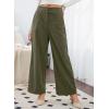 imageSidefeel Corduroy Pants for Women 2025 Casual High Waisted Double Buttoned Stretchy Loose Fit Wide Leg Pants with PocketsArmy Green