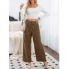 imageSidefeel Corduroy Pants for Women 2025 Casual High Waisted Double Buttoned Stretchy Loose Fit Wide Leg Pants with PocketsBrown