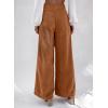 imageSidefeel Corduroy Pants for Women 2025 Casual High Waisted Double Buttoned Stretchy Loose Fit Wide Leg Pants with PocketsChestnut
