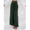 imageSidefeel Corduroy Pants for Women 2025 Casual High Waisted Double Buttoned Stretchy Loose Fit Wide Leg Pants with PocketsDark Green