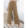 imageSidefeel Corduroy Pants for Women 2025 Casual High Waisted Double Buttoned Stretchy Loose Fit Wide Leg Pants with PocketsKhaki
