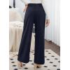 imageSidefeel Corduroy Pants for Women 2025 Casual High Waisted Double Buttoned Stretchy Loose Fit Wide Leg Pants with PocketsNavy Blue